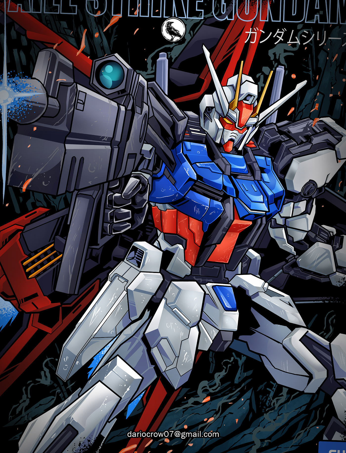 Gundam anime manga robot mecha dario crow ILLUSTRATION  Digital Art  AILE STRIKE GUNDAM
