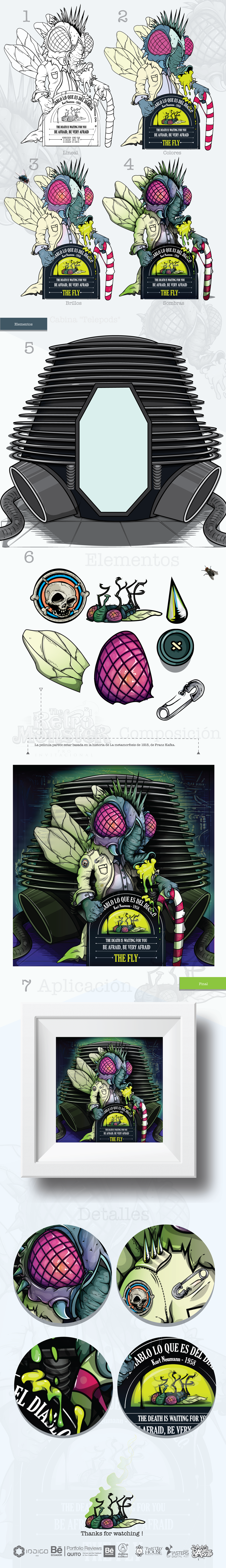monster The Fly mosca mosco  vector sticker garbaje wacom ilustration Character design digitalart