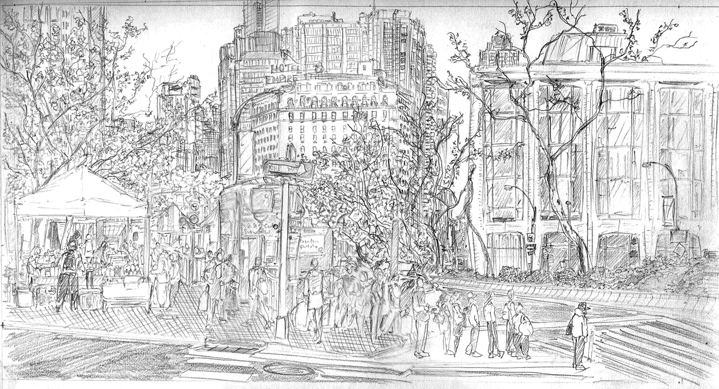 annual report ILLUSTRATION  Drawing  ink new york city higher education Fordham University sketch