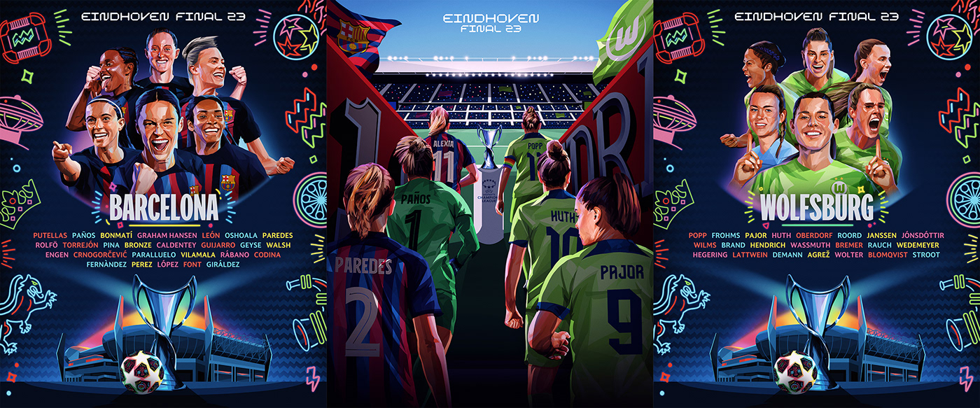 uwcl champions league football soccer sports uefa matchday barcelona Wolfsburg eindhoven