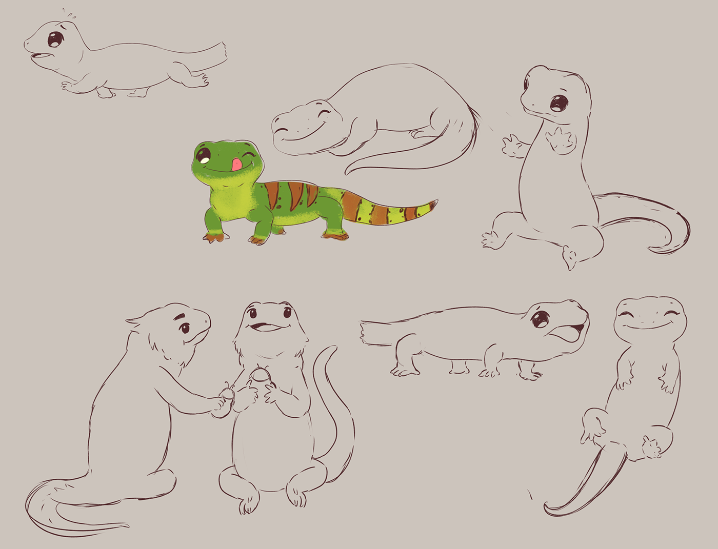 animal illustration cartoon Character Character design  Digital Art  ILLUSTRATION  lizard