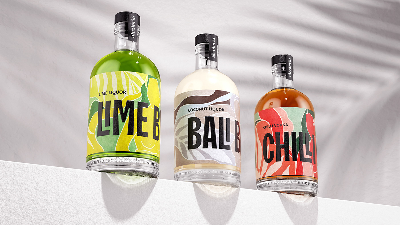 bottle Packaging label design product packaging package design  alcohol drink 3D visualization exotic