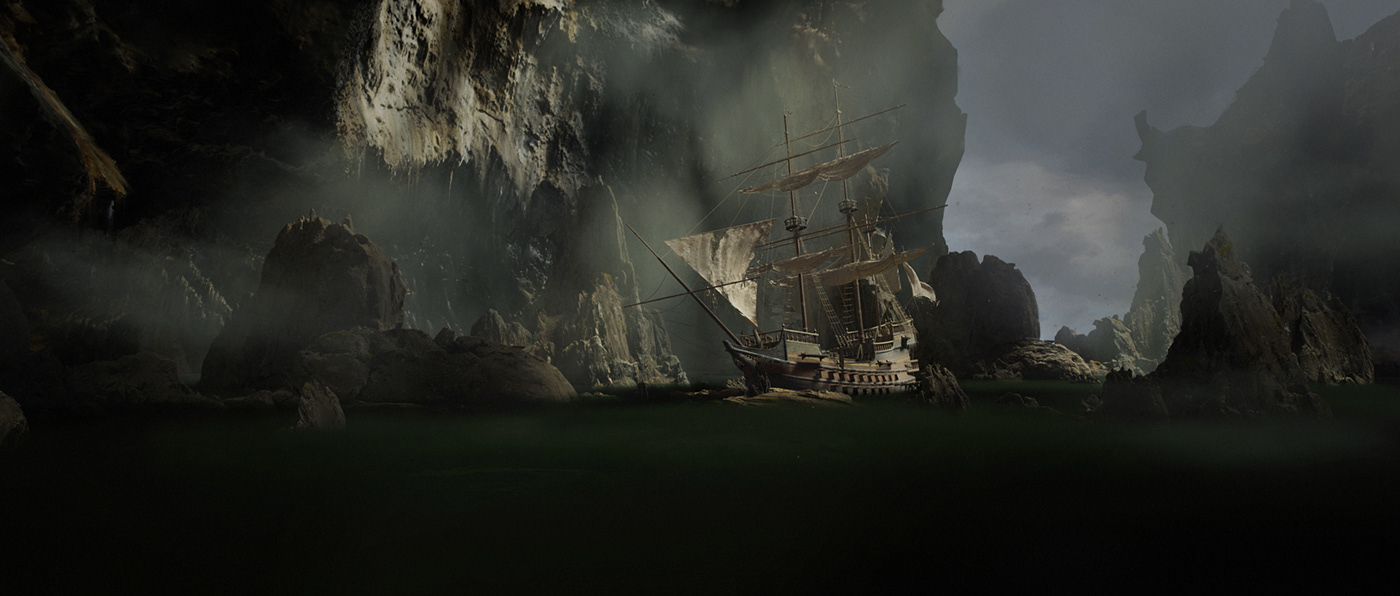 3D blender cave pirate Render