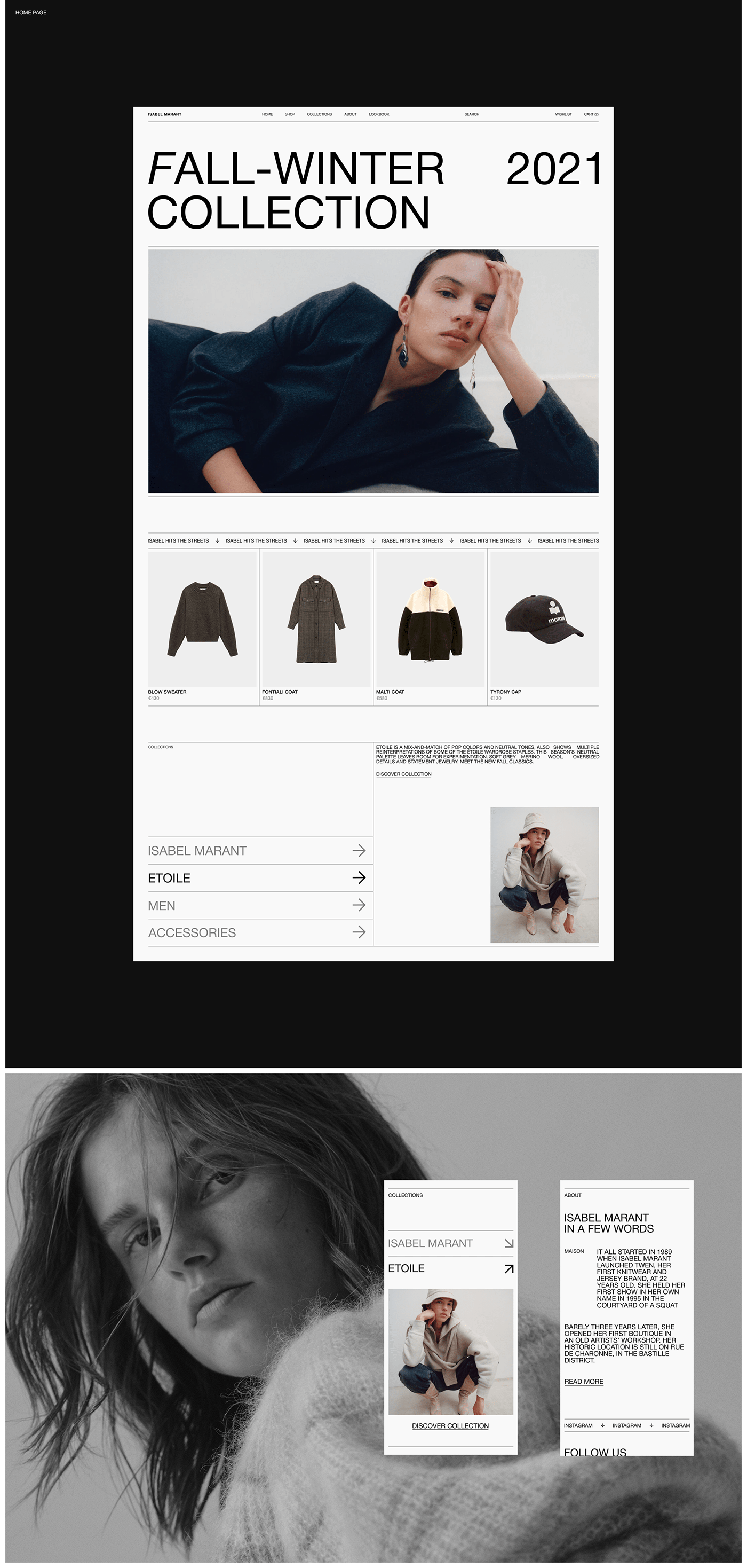 concept e-commerce Fashion  isabel marant redesign shop store UI uprock ux