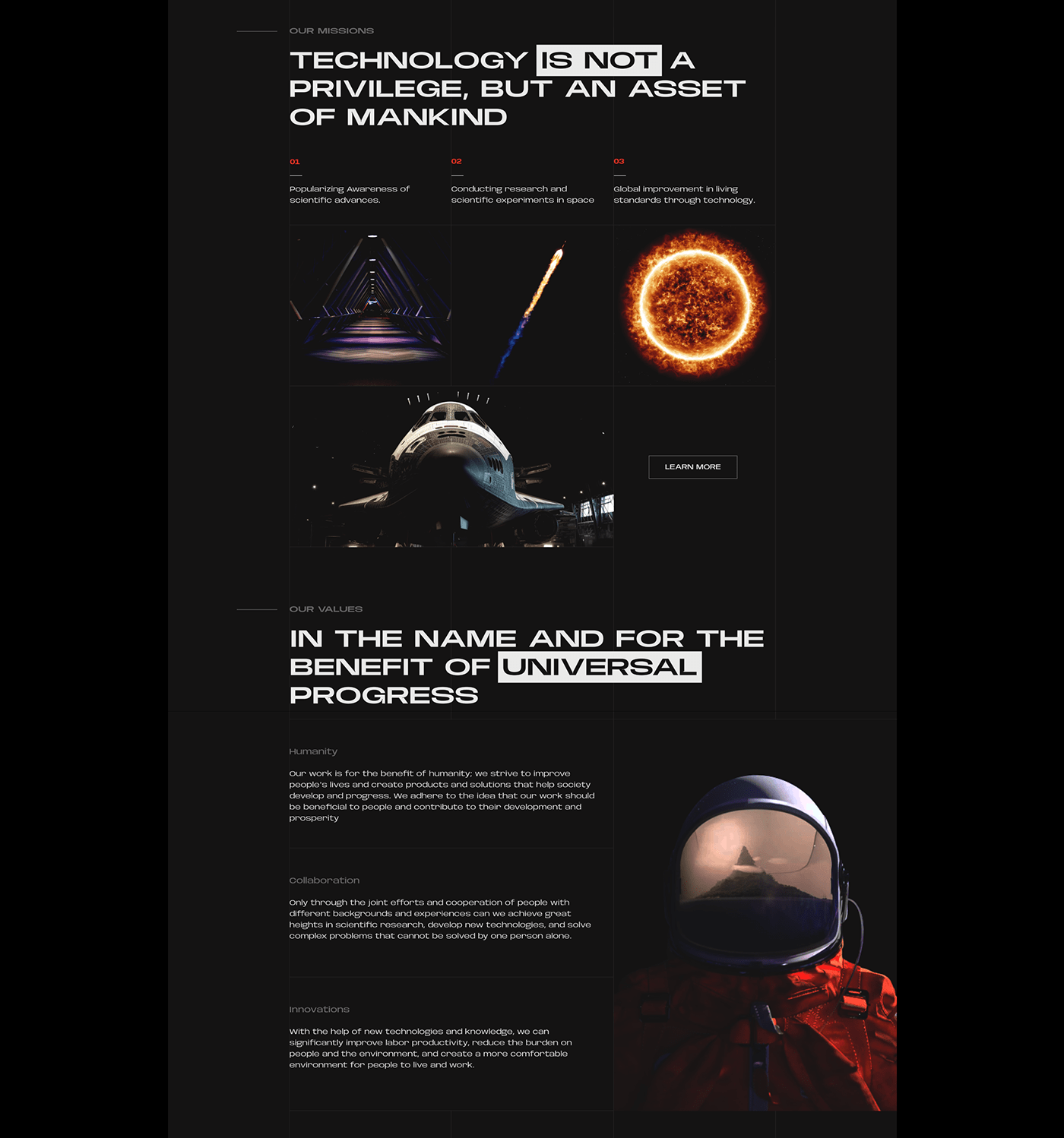 after effects motion design tour spacetourism jorney dark Website Design SpaceTour