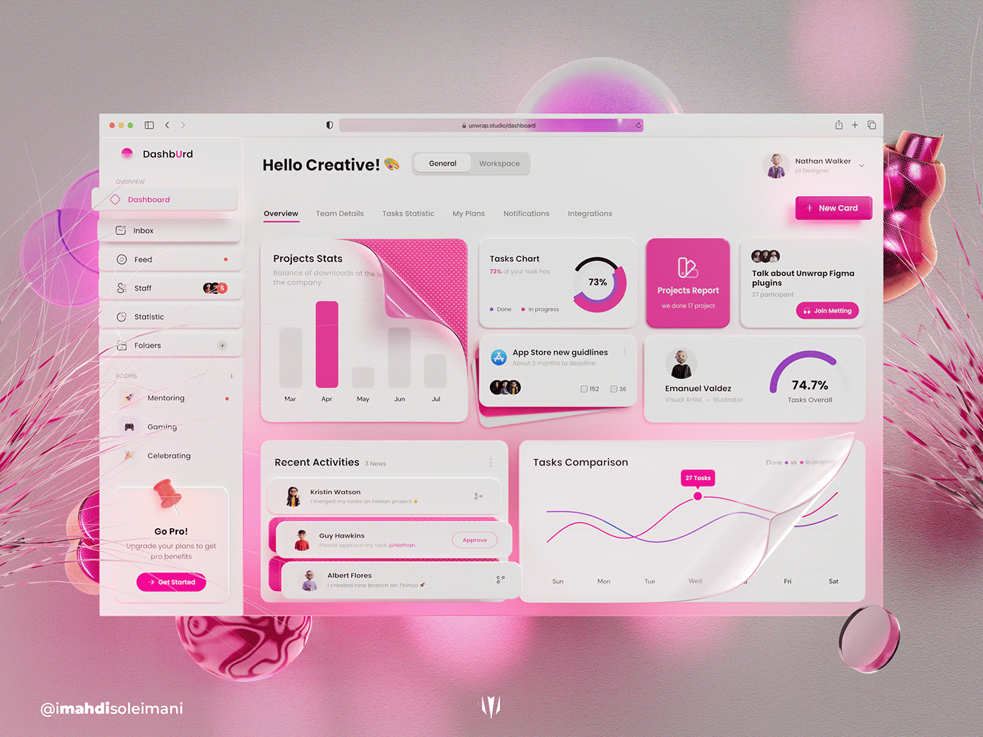 3d banner glassmorphism Microsoft Microsoft Design pink UI ui 3D website 3d banner website 3d ui Website Design