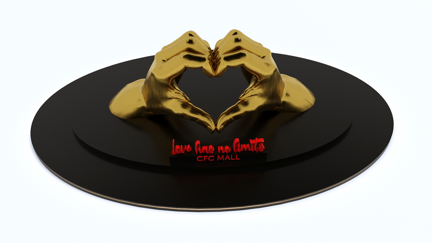 3D booth decore design hearts idea identity Love Production Render