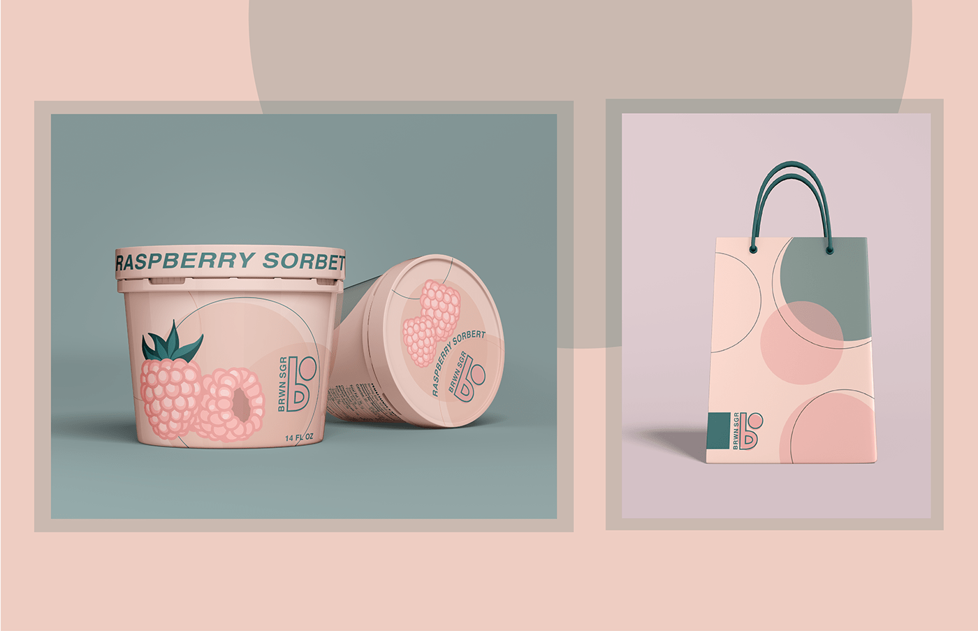 brand identity business Ice Cream Packaging minimalist Organic Design package design  Pink and green raspberries sp23portfolio Sweet shop