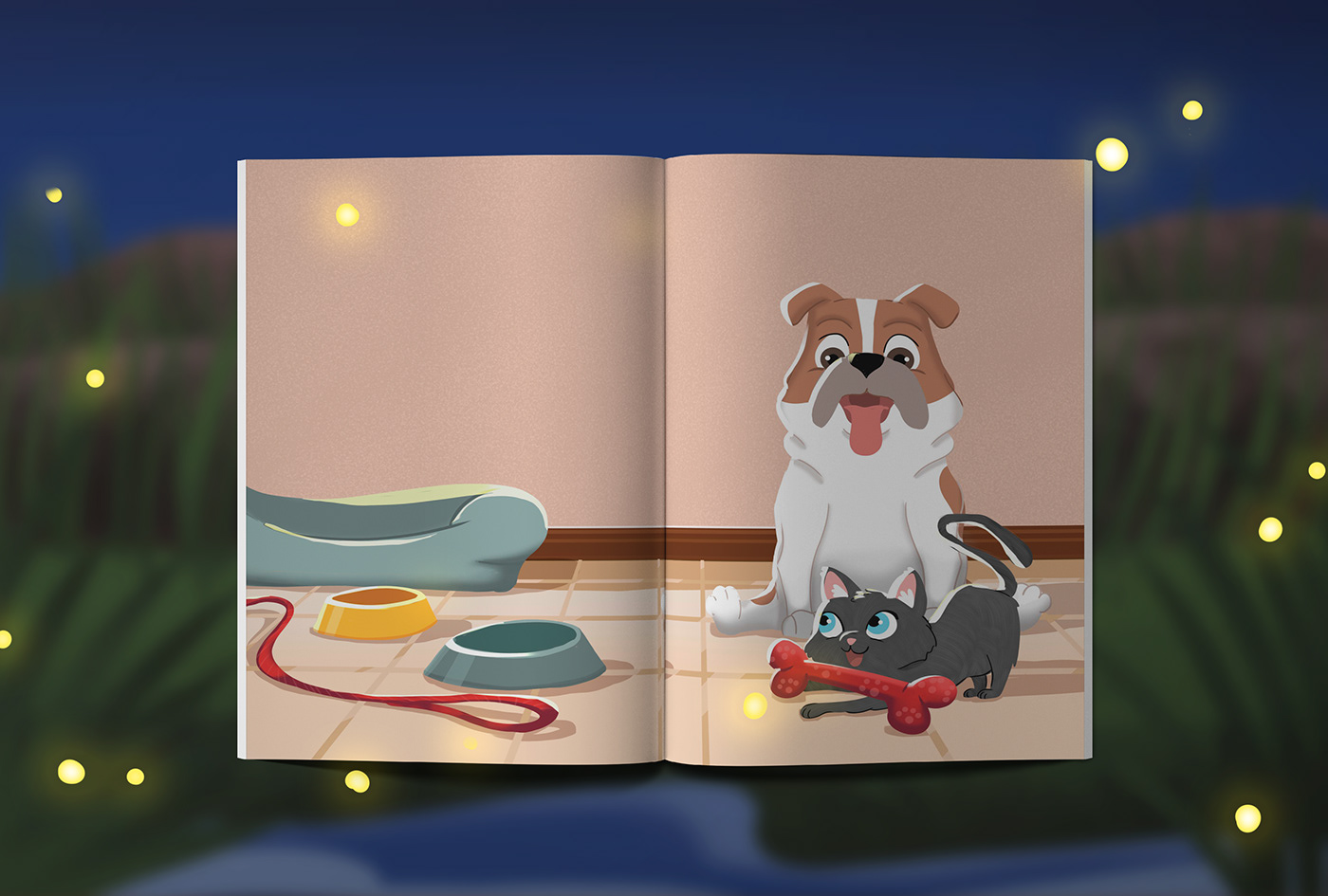 book cover book design Character design  children illustration children's book Cat cat illustration Digital Art  dog dog illustration