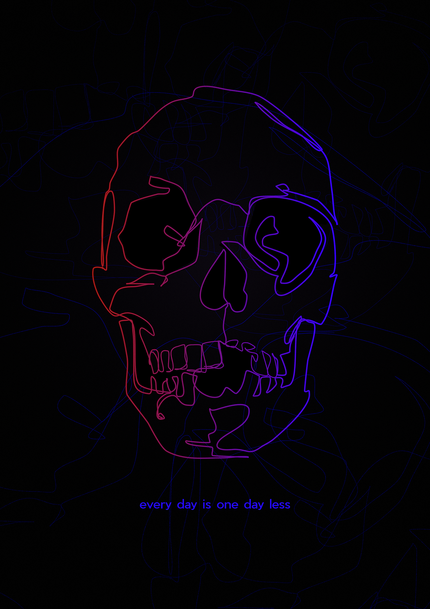 skull line drawing minimal poster quote