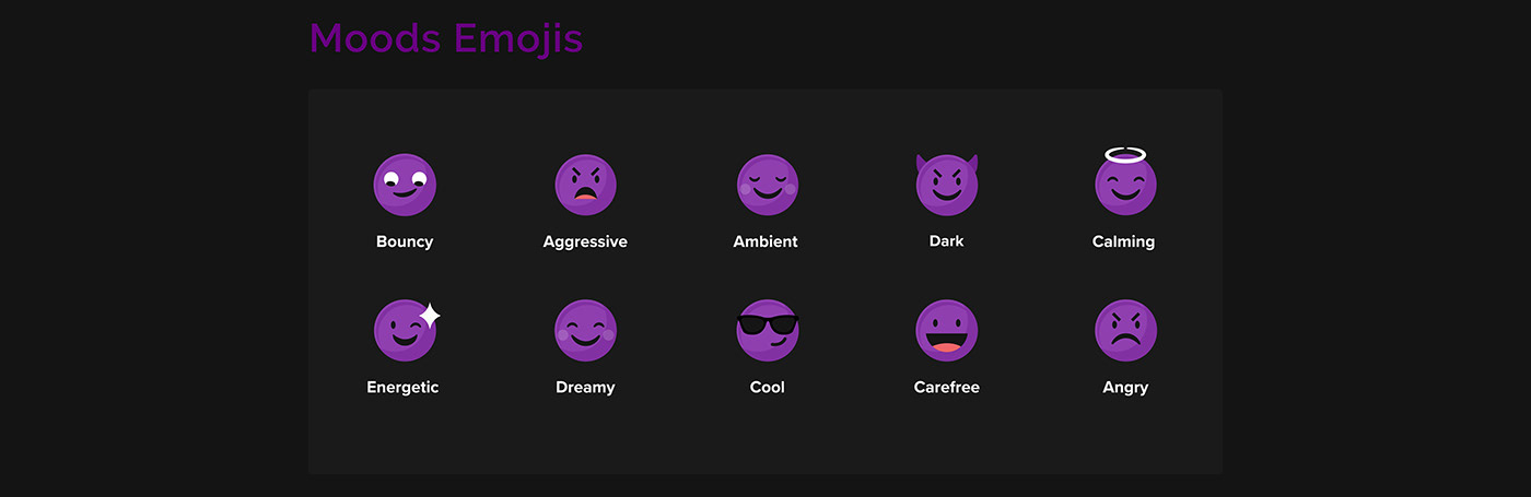 music landing  page Website design purple Emojis icons