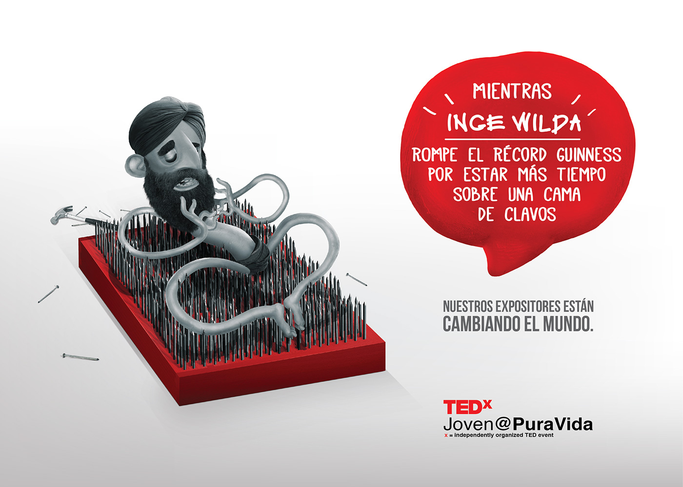 TED TEDx TedxJoven Character characterdesign plastilina Retro vintage black and white nails ears holder guiness guiness records Records