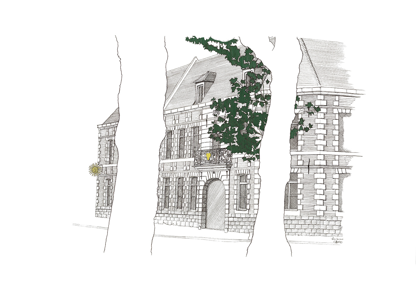 sketch Drawing  artist architecture heritage patrimoine dessin Encre noir et blanc hôtel particulier
