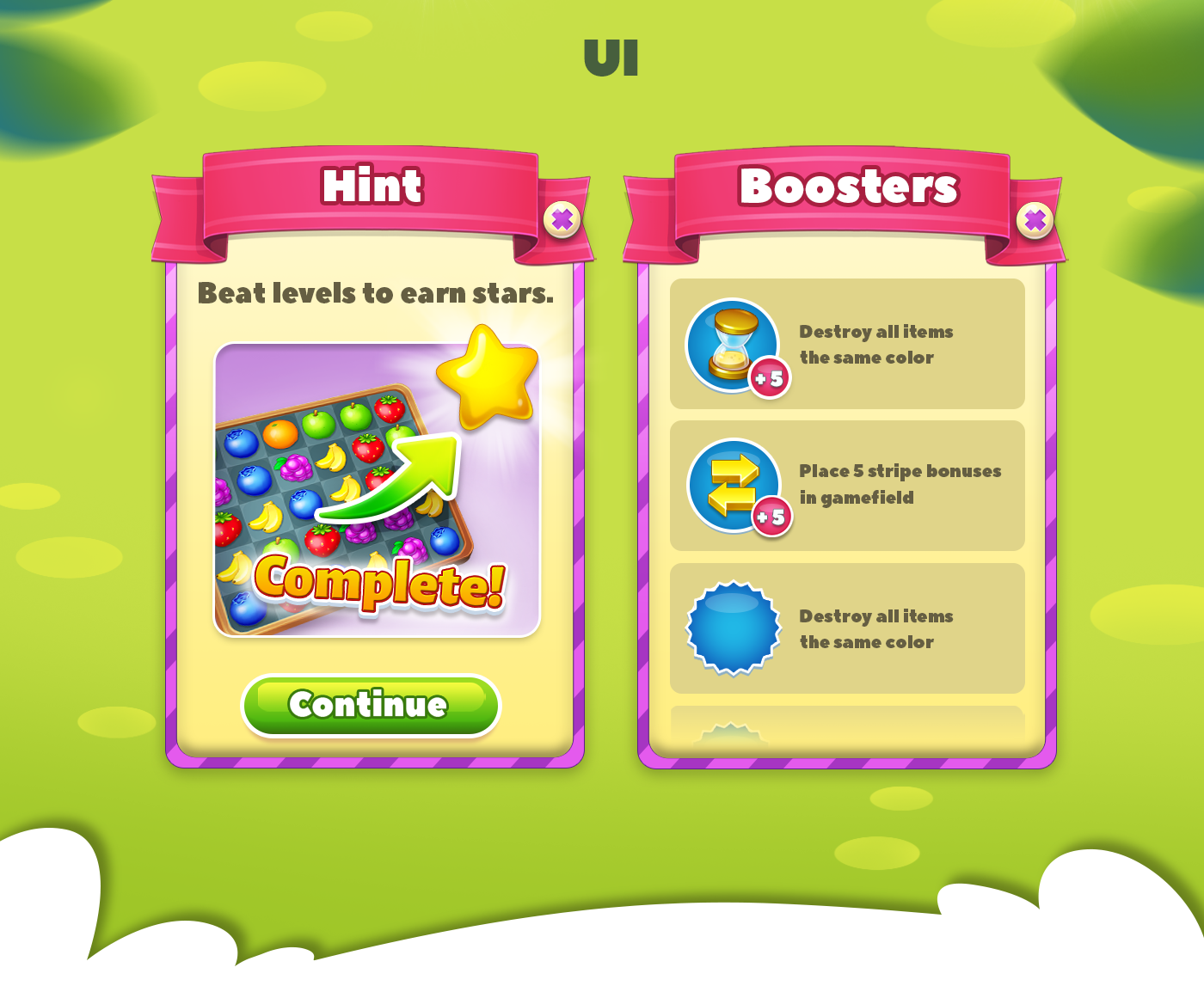 casual Digital Art  game game design  match3 mobile game UI