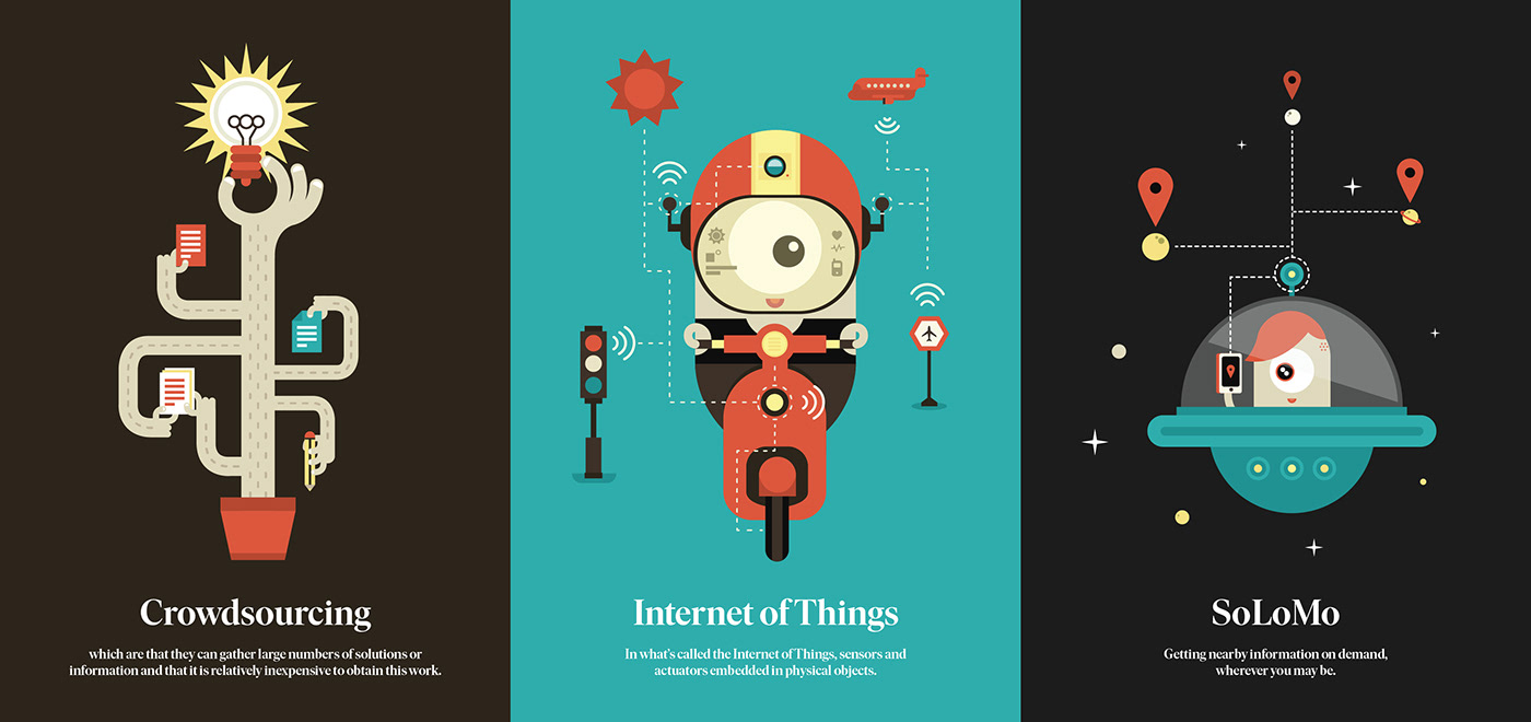 Buzz Words Technology crowdsourcing Big Data solomo illustrations