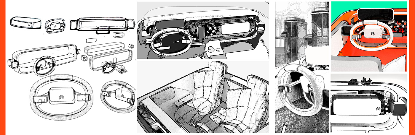#automotivedesign car citroen citycar exterior Interior sketch SmartCity transportationdesign