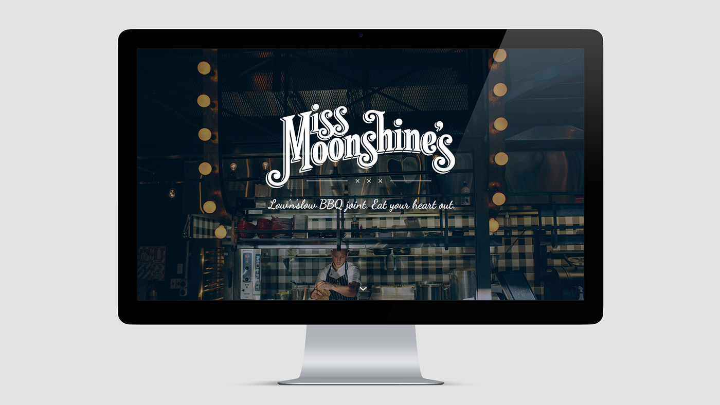 graphic design print brand identity logo lettering type Website mobile Responsive menu restaurant american Moonshine