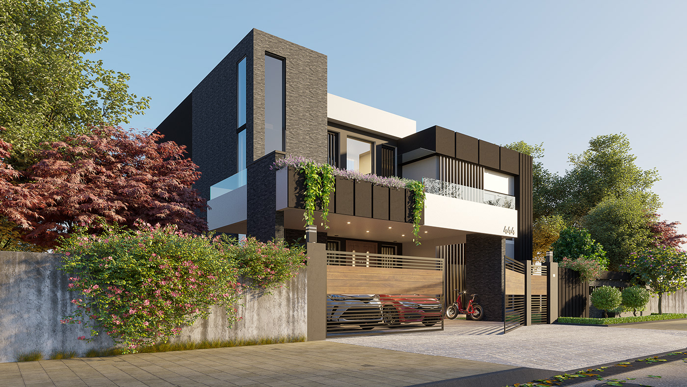 3ds max architecture corona exterior house modern Render Residence visualization vray