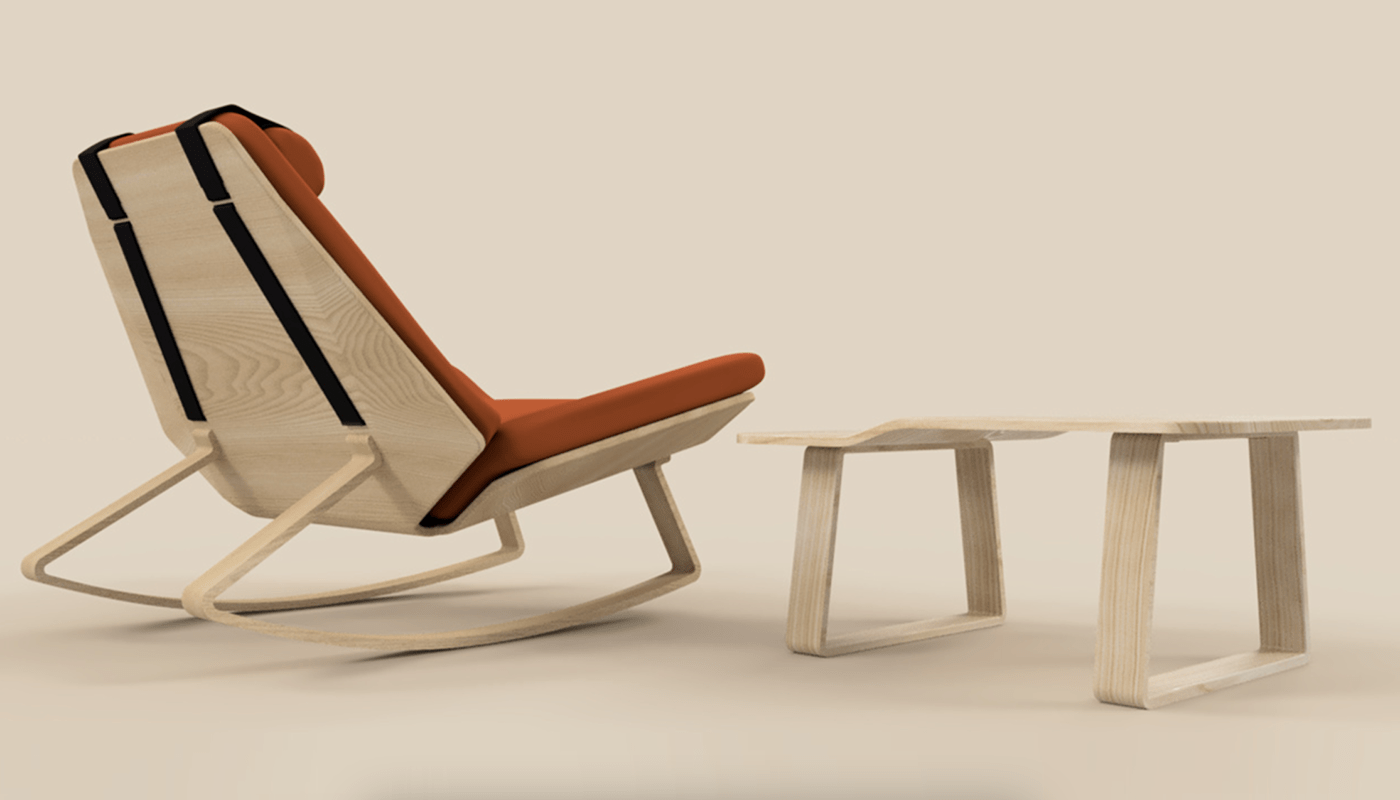 3D diseño de mobiliario furniture furniture design  industrial design  Interior mecedora Render rocking chair table