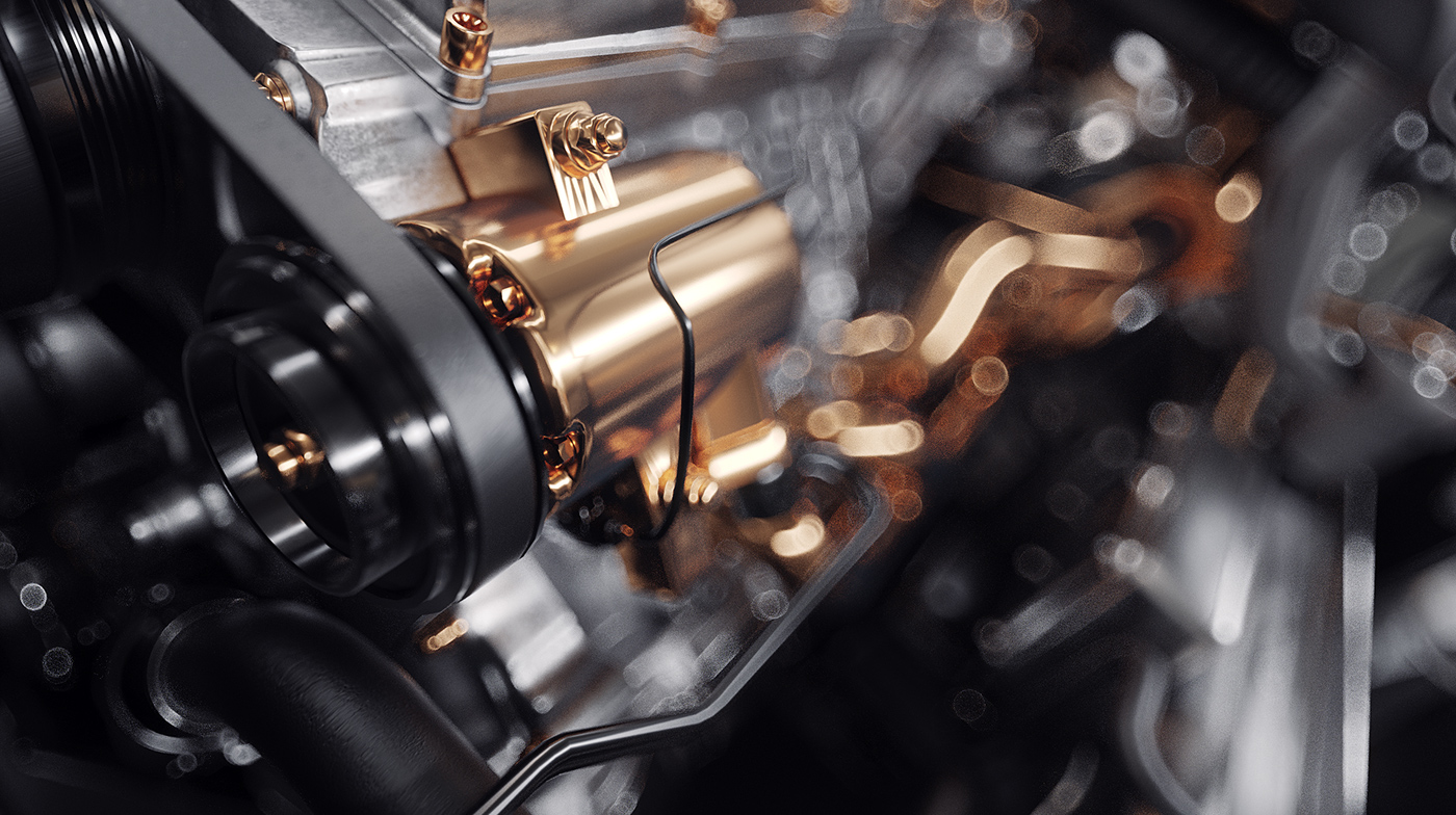 car engine octane gold metal macro