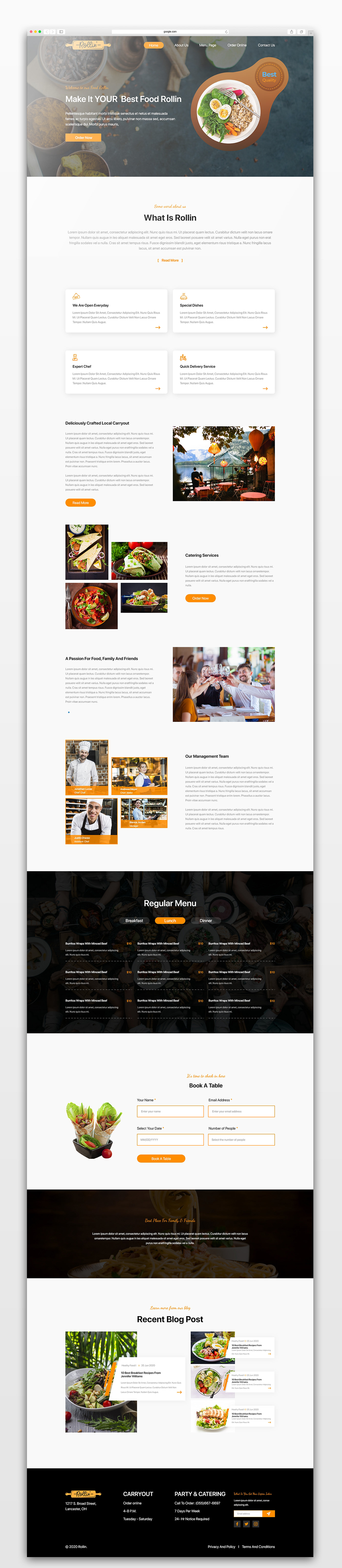 food and drinks Mockup psd template Responsive restaurant UI/UX Web Web Template Website Design wireframe