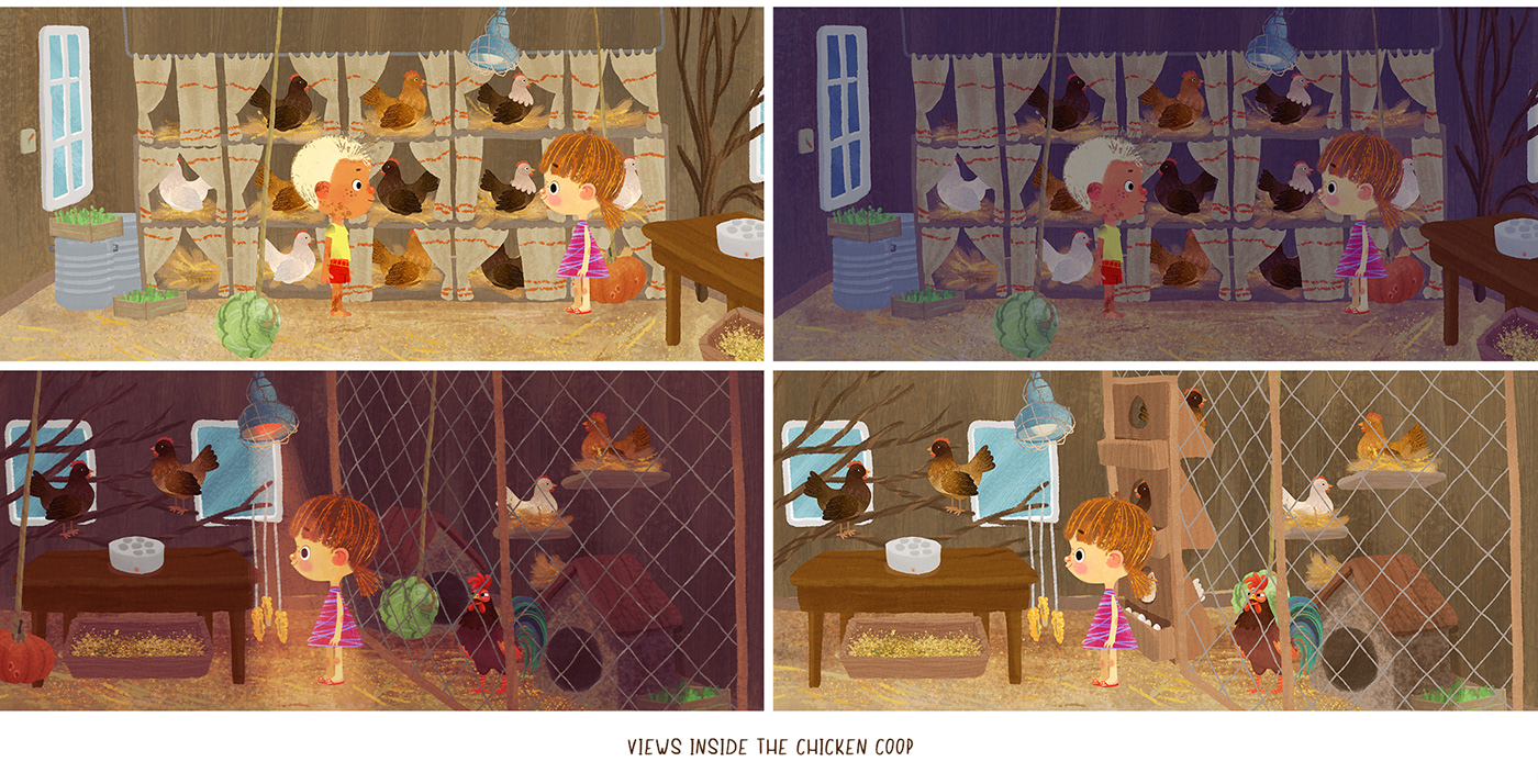 cartoon ILLUSTRATION  concept art backgrounds background design animation  children illustration kids chickens animals