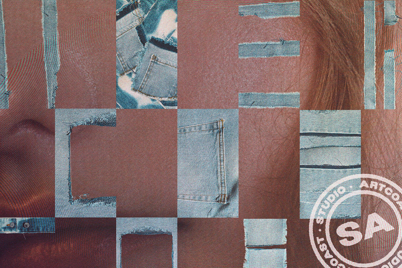 Denim jeans fashion design artwork texture background vintage brand identity Social media post