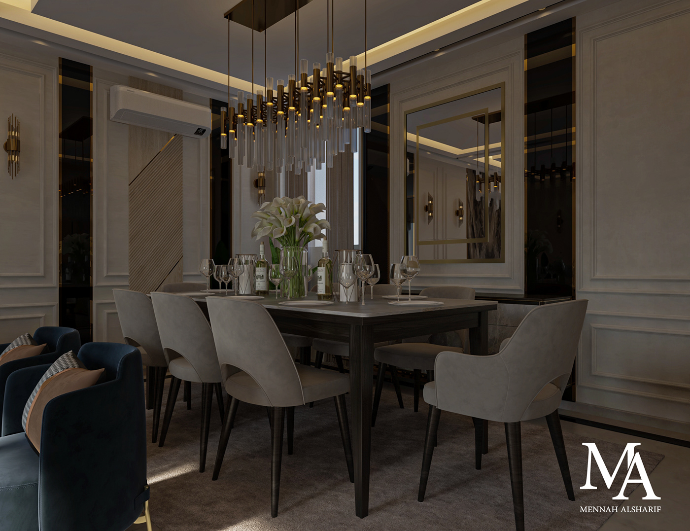indoor interior design  vray neoclassic reception modern architecture visualization 3ds max archviz