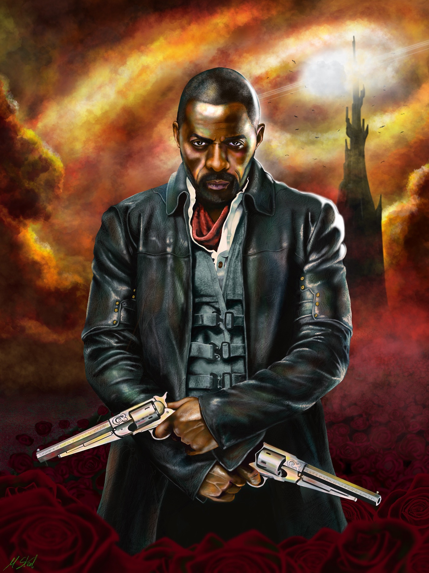 the dark tower digital painting Procreate ipadpro idris elba gunslinger