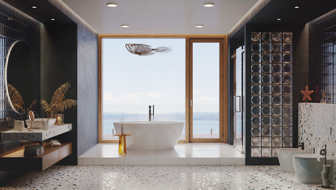 interior design  Render architecture CGI Vizualization rendering Interior bathroom corona