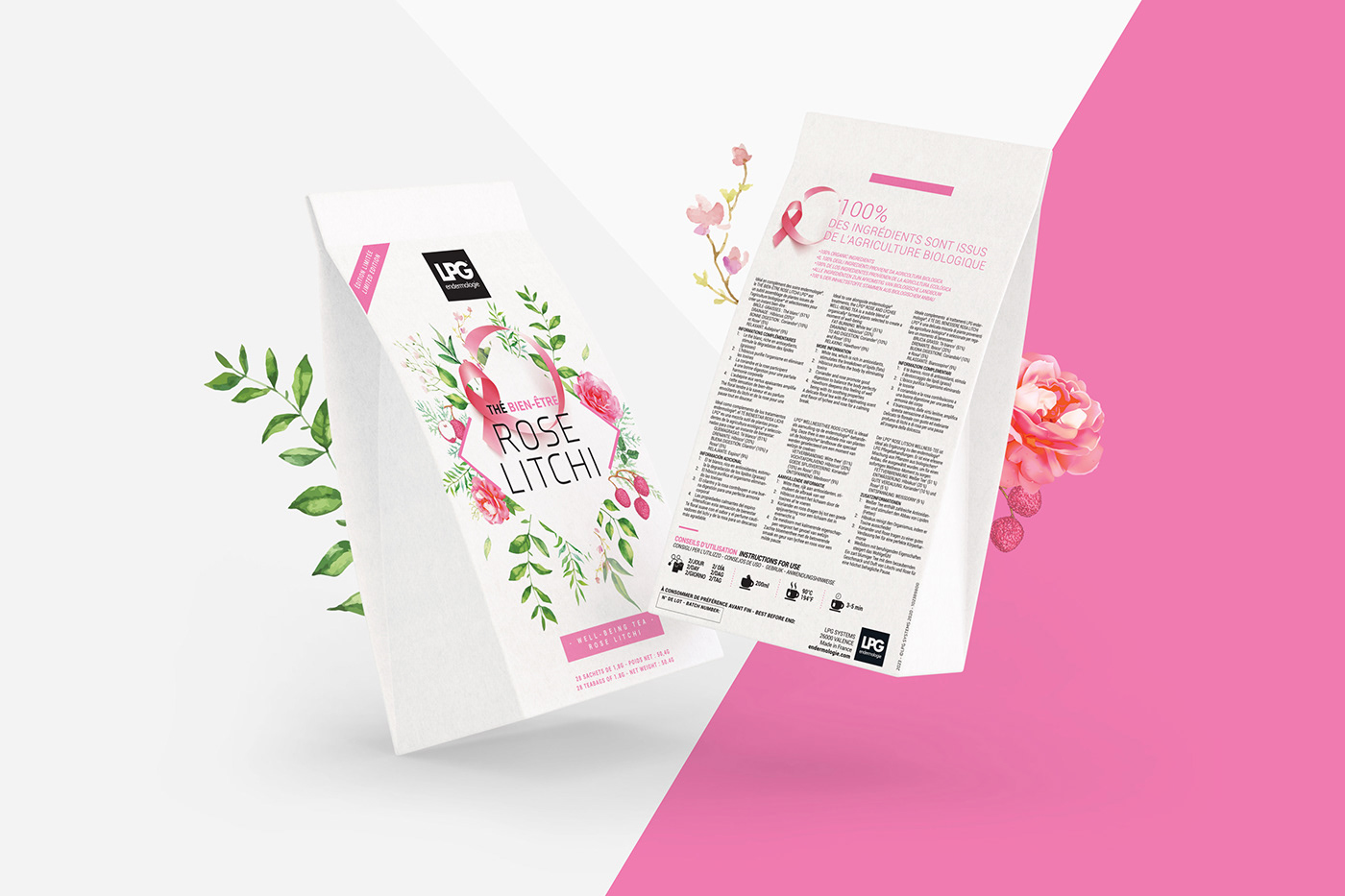 Design Graphic flower graphism litchi ornement Packaging rose tea the