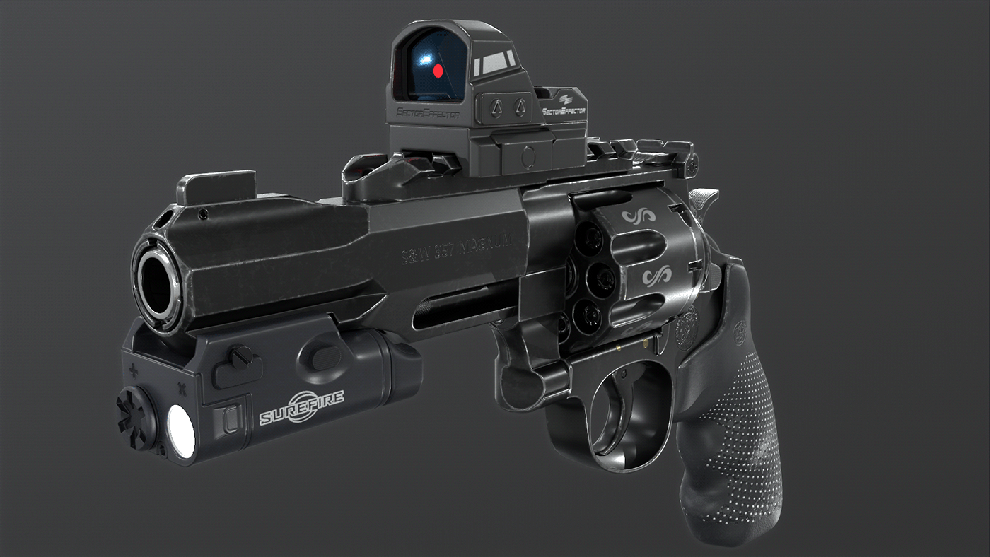3D CGI Digital Art  game Gun realistic realtime Render Revolver Weapon