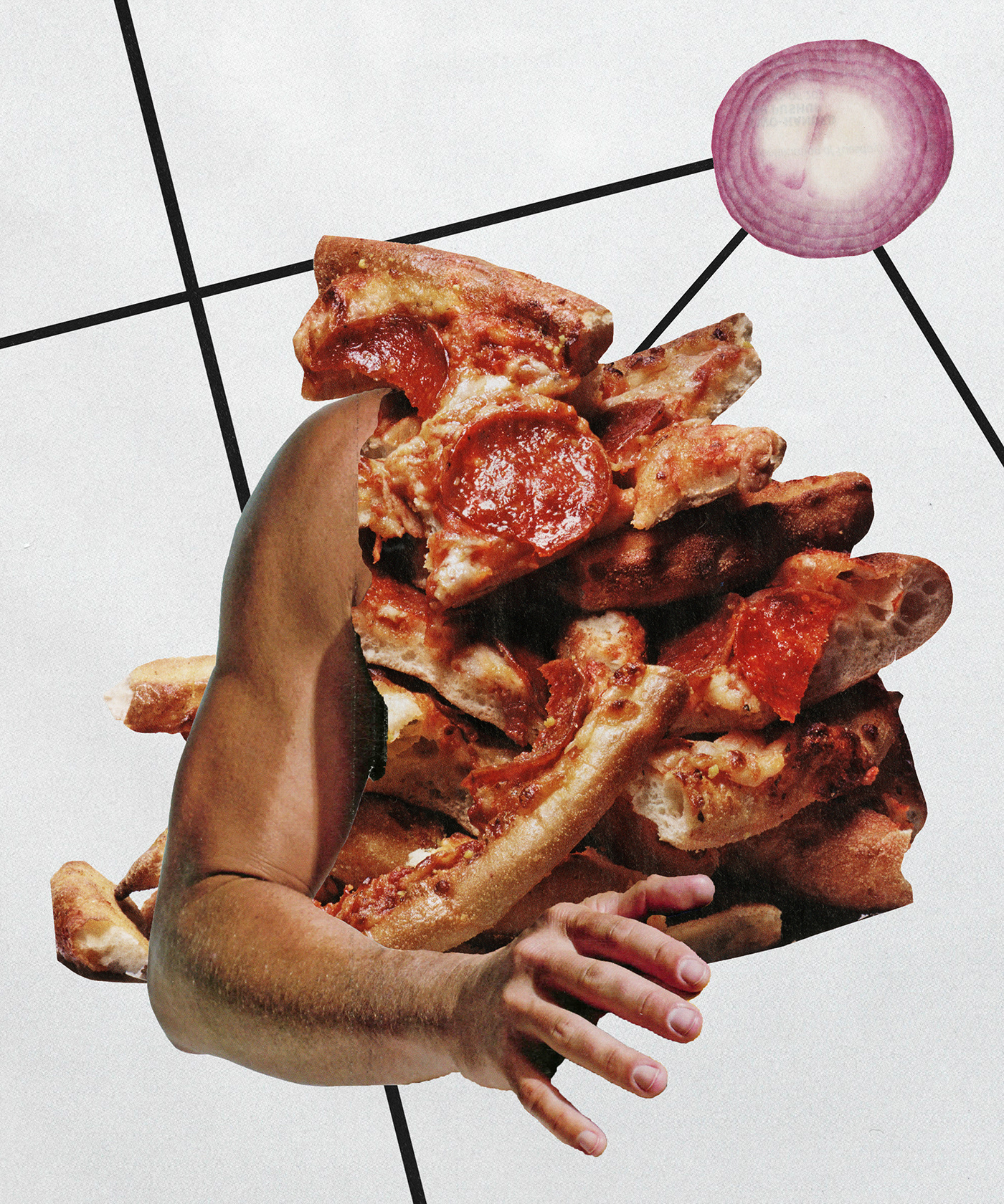 collage graphic Food  body design abstract surreal weird