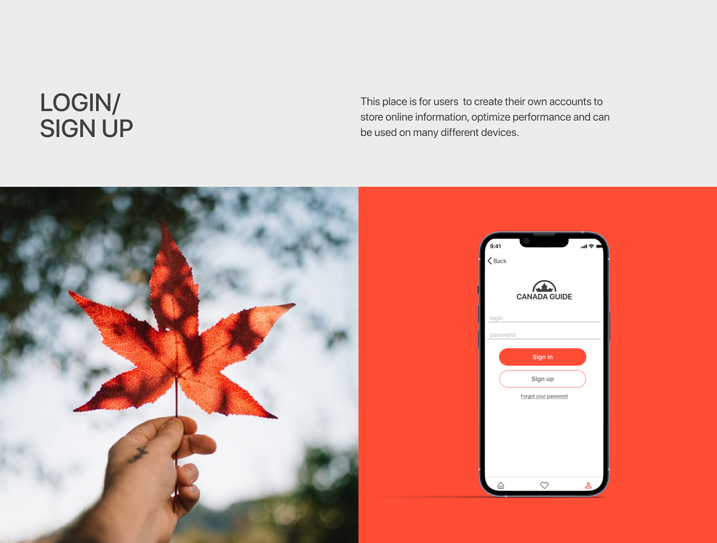 app Canada eravelling Guide mobile trip UI ux