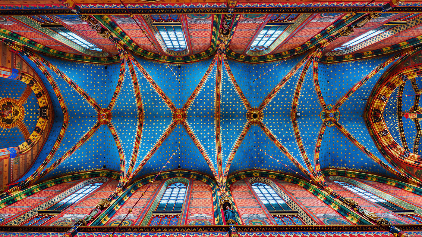 arches architecture church krakow poland religion vaults vintage