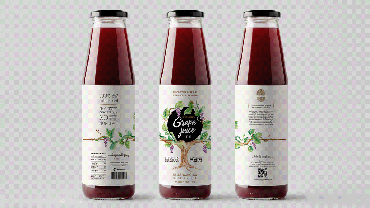 grape juice bottle product watercolor tannat Tree  wine leaf Label