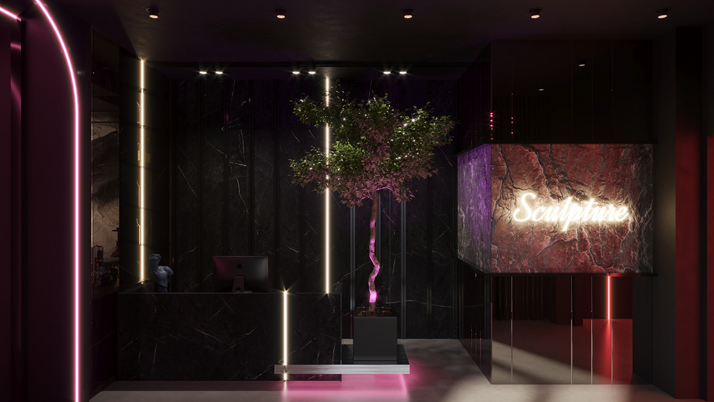 3ds max archviz CGI club corona hookah identity interior design  shisha lounge visualization