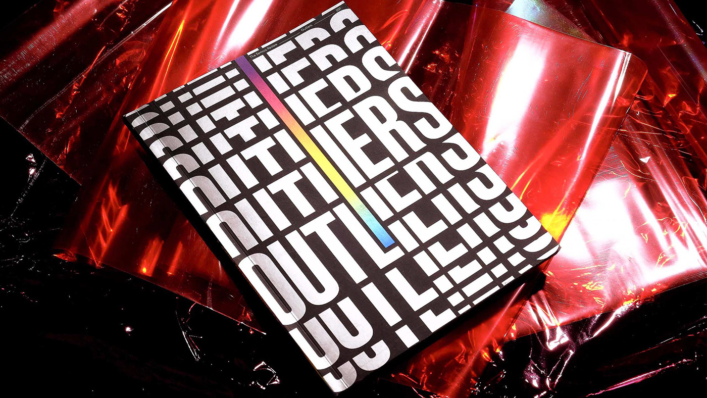 design distortion editorial Glitch gradient holographic Layout magazine outliers typography  