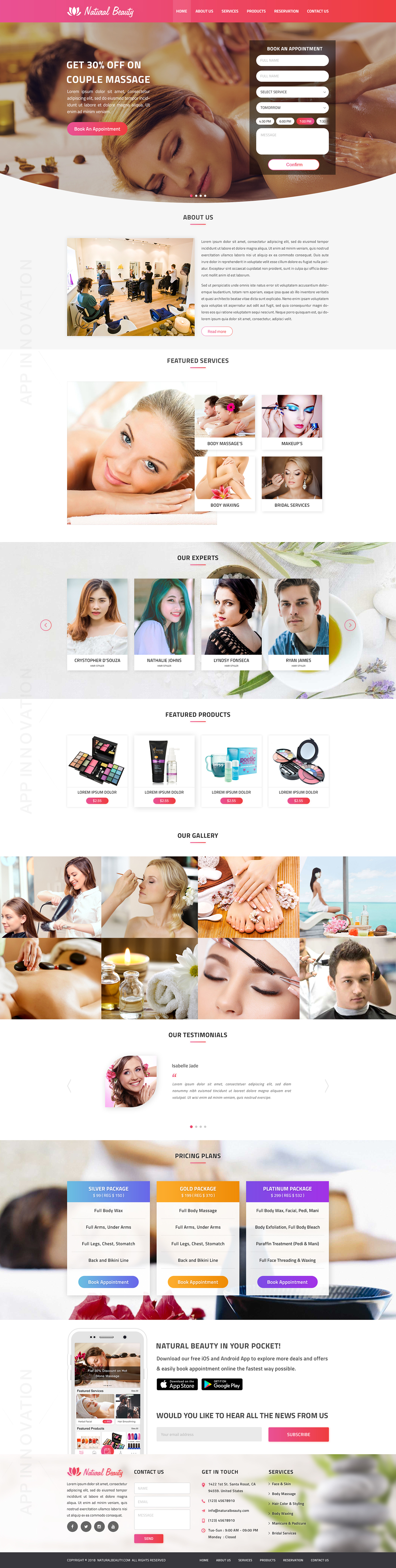 beauty Spa natural salon makeup Web landing page Website hair