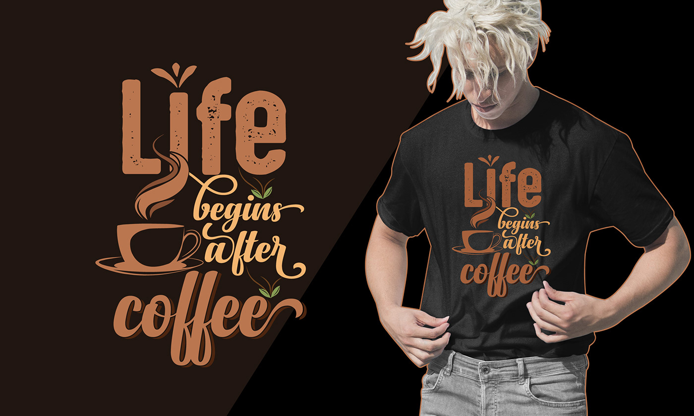 typography   Coffee t-shirt T-Shirt Design t-shirts Tshirt Design Graphic Designer design Retro custom t-shirt design