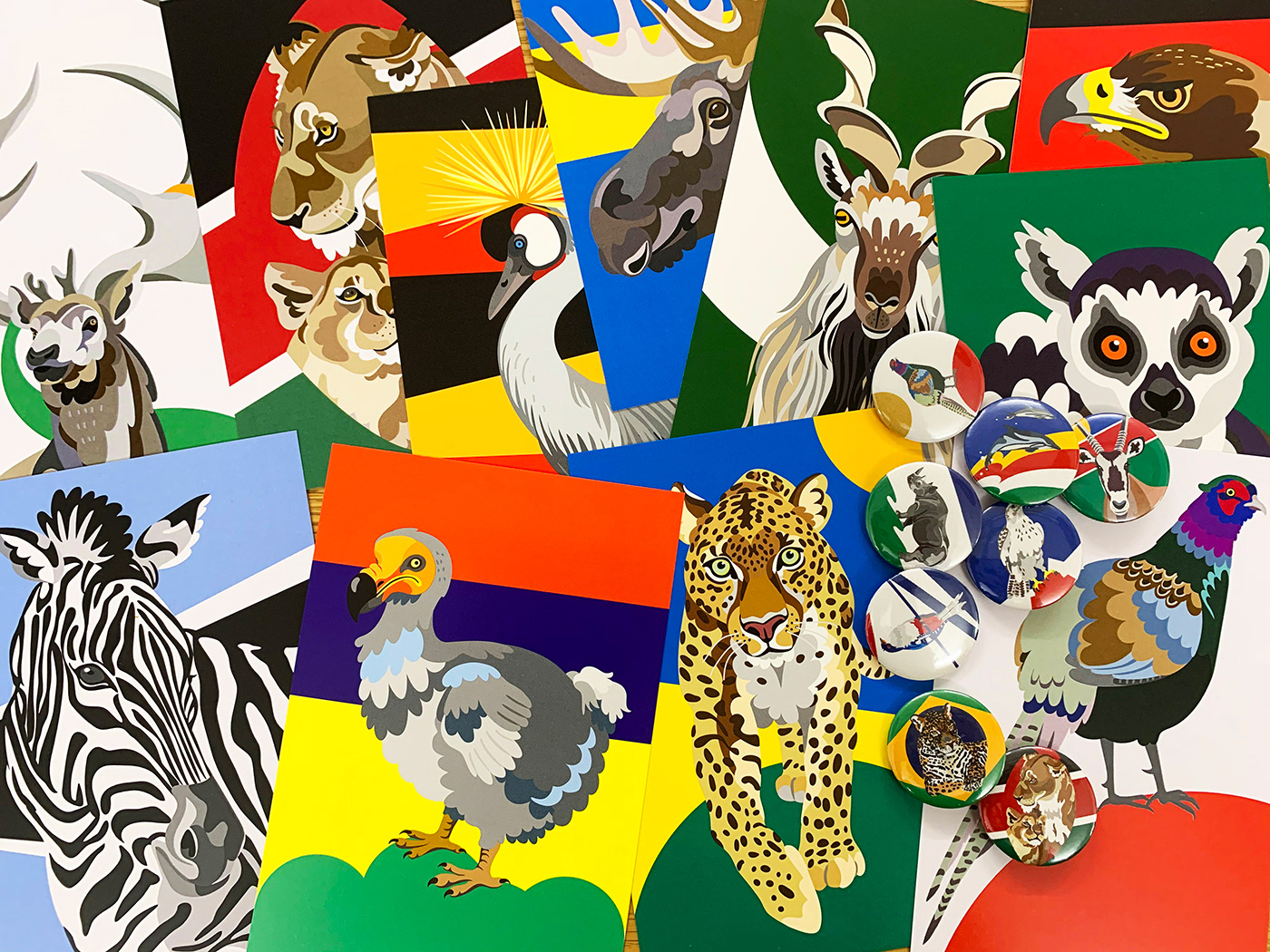 Exhibition  ILLUSTRATION  flag painting   postcard design flyer Acrylic paint animals