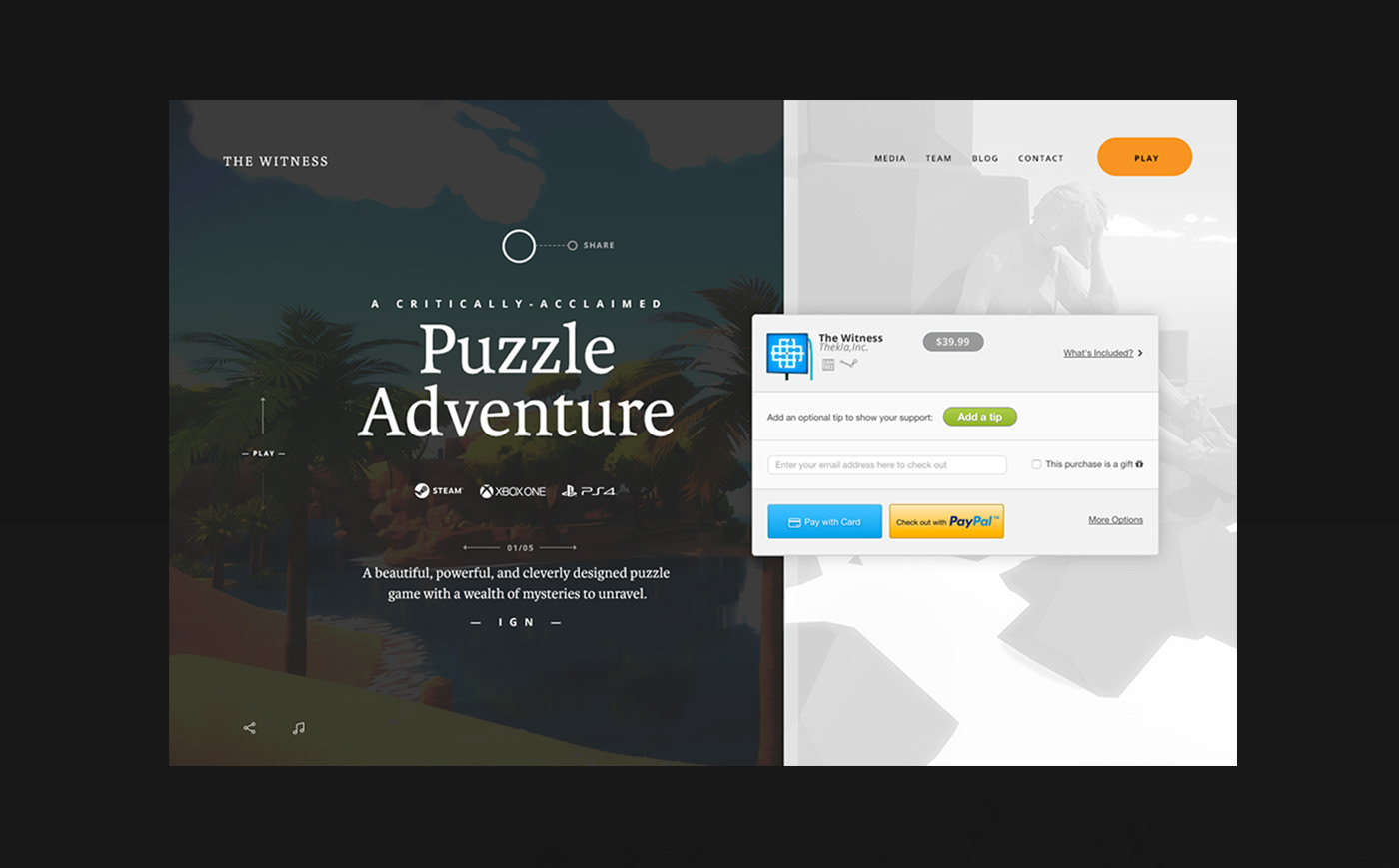 Website Webdesign Video Games puzzle PC Ps4 xbox scroll design UI