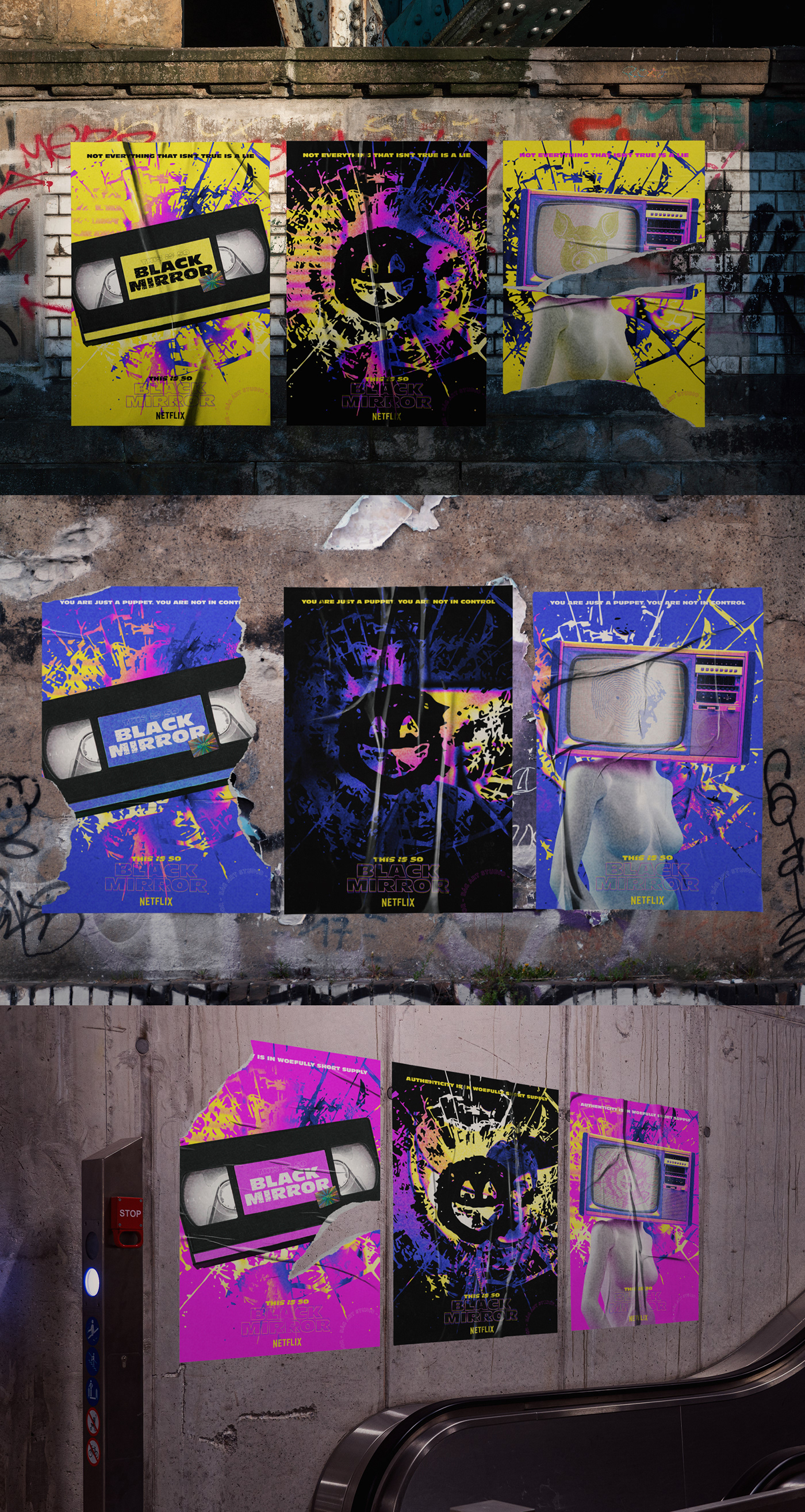 black mirror grunge art Netflix Netflix Campaign Photo Manipulation  urban art