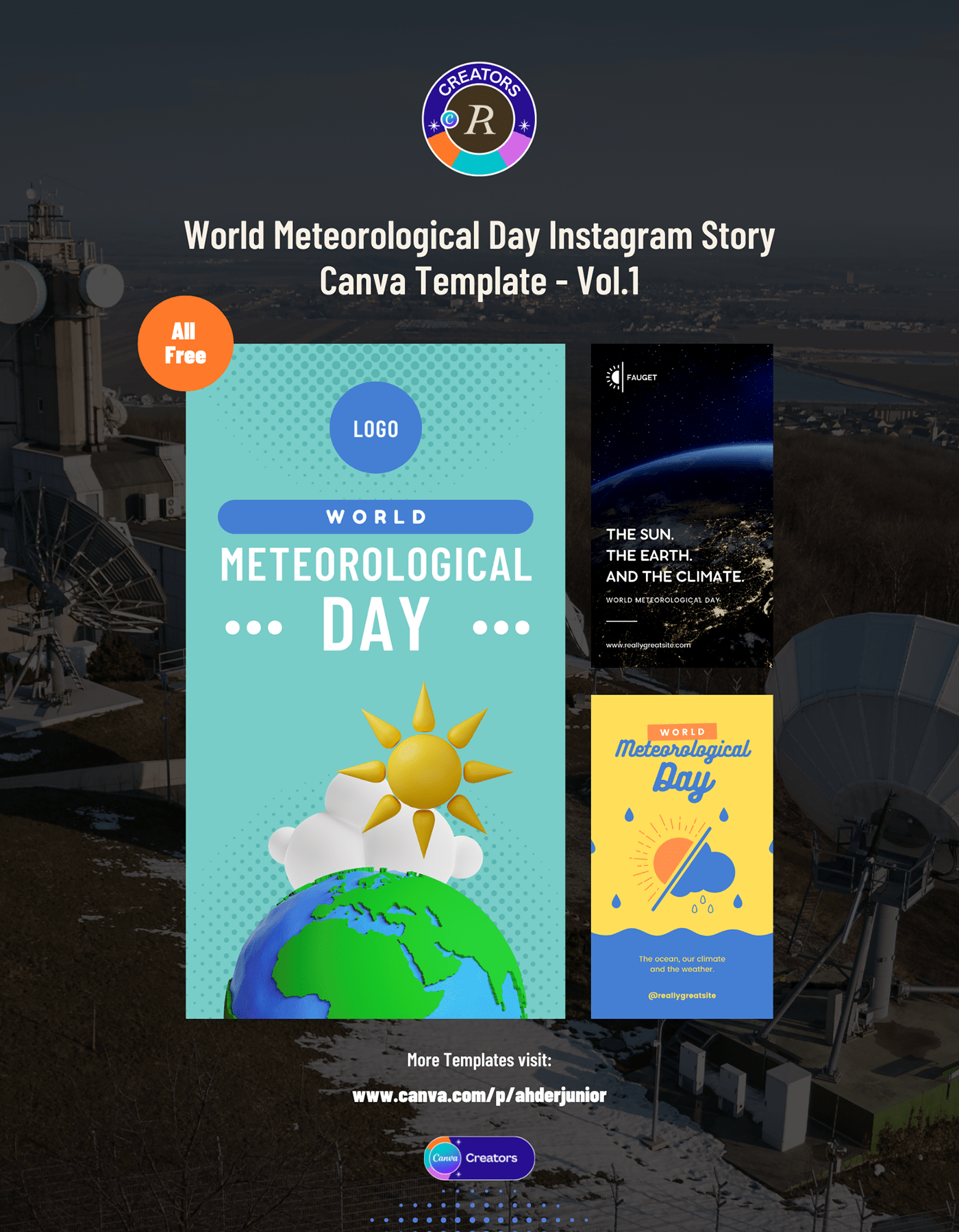 canva design instagram story meteorology Social media post template weather World Meteorological Day