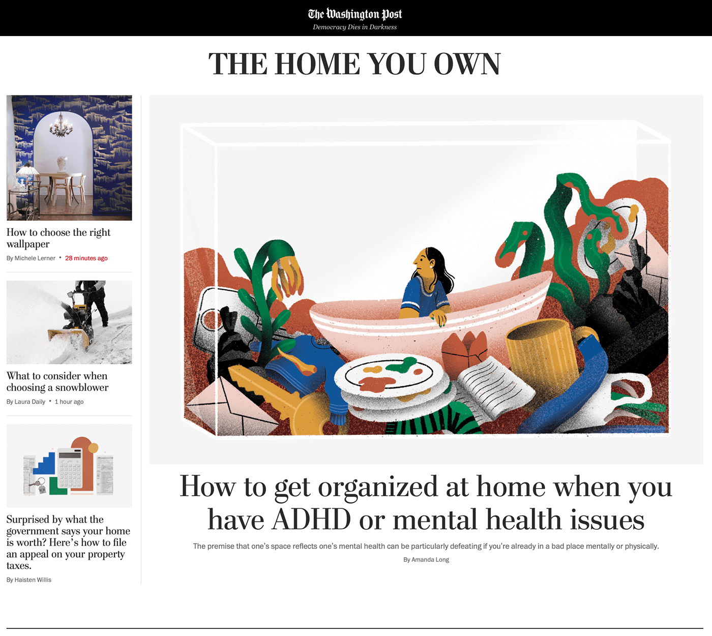 ADHD autism cleaning editorial home mental health organize Washington Post editorial design  newspaper