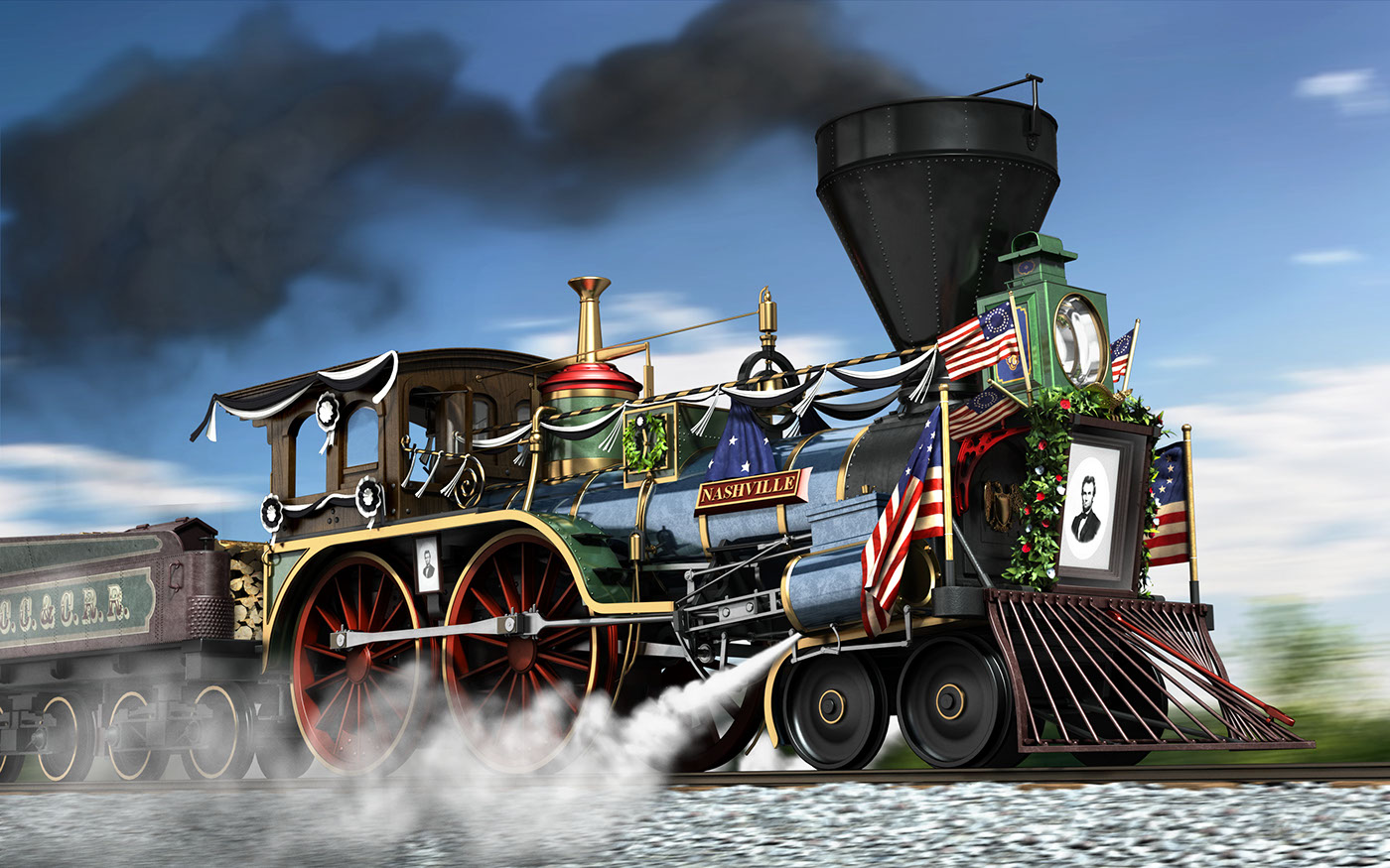 lincoln funeral train locomotive Nashville special death old engine