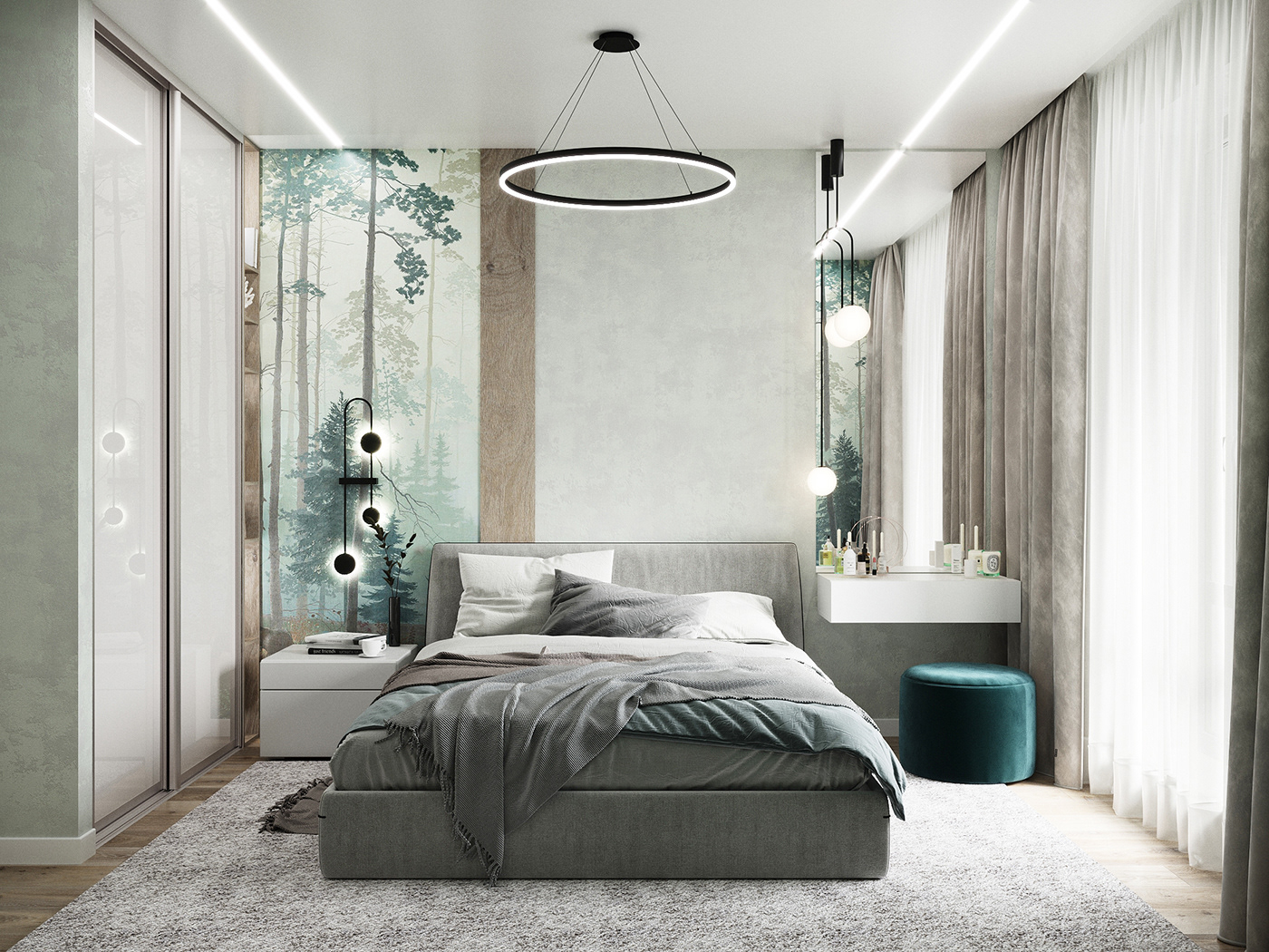 3D Visualization 3ds max bedroom corona render 