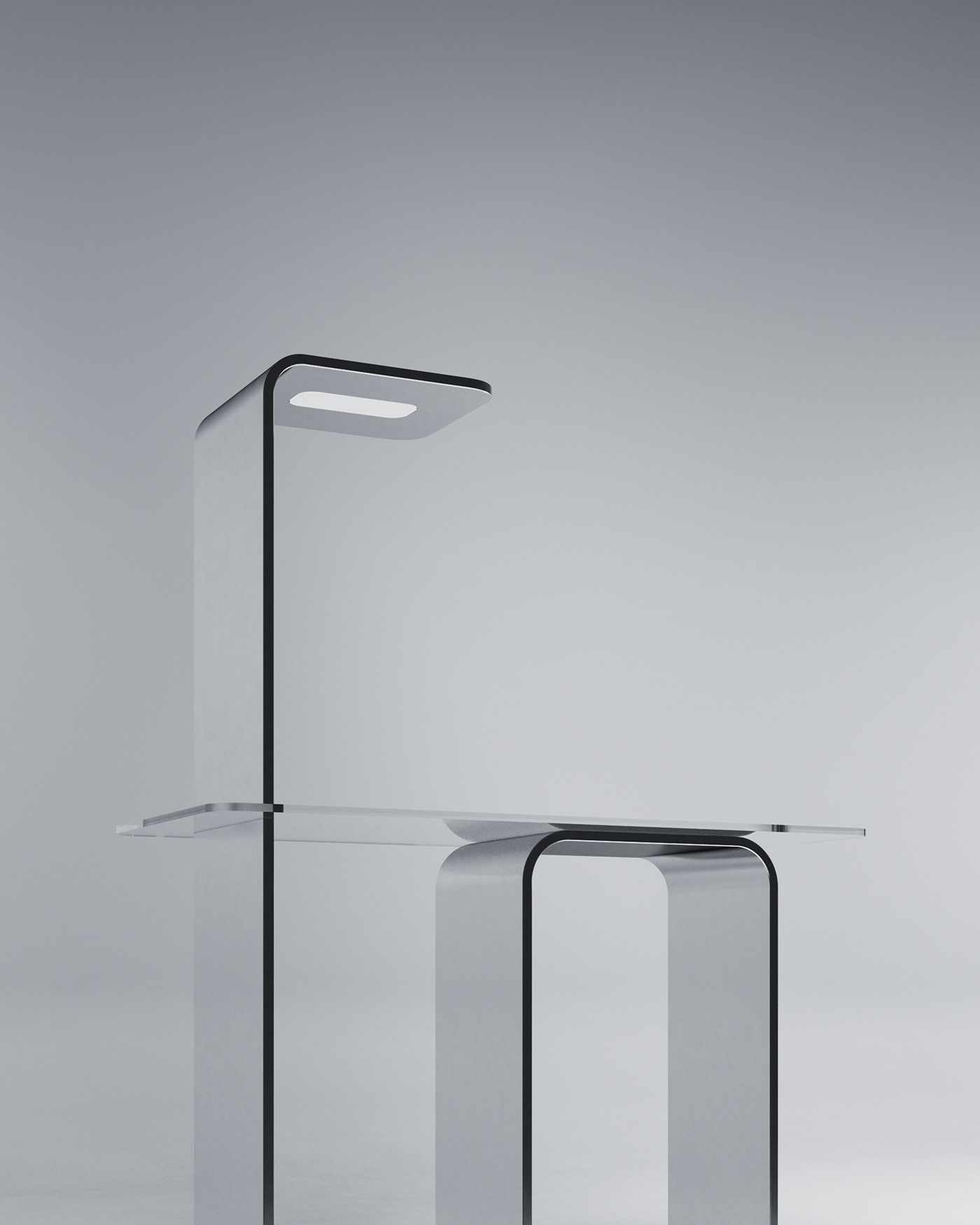 concept furniture glass metal product table clean furniture design  minimal product design 