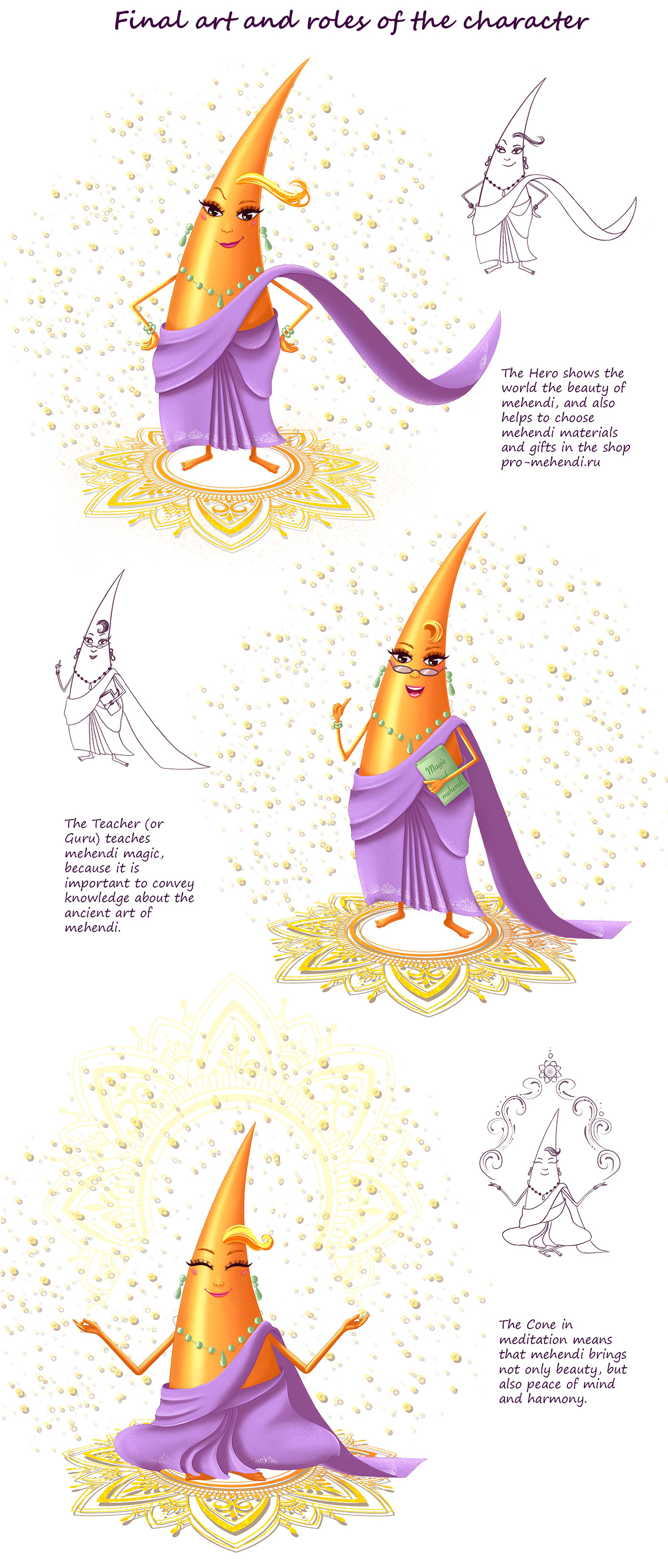 brand character character concept Character design  ILLUSTRATION  cartoon Digital Art  indian culture Mandala mehendi henna