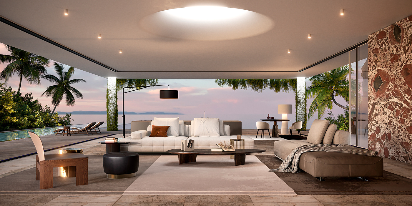 3ds max architecture archviz Interior interior design  Ocean Render Tropical